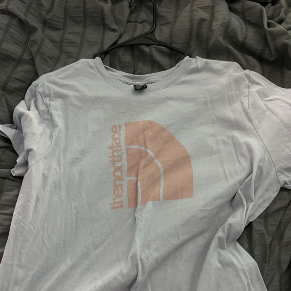 The North Face Pastel Blue Tee with Peach Logo